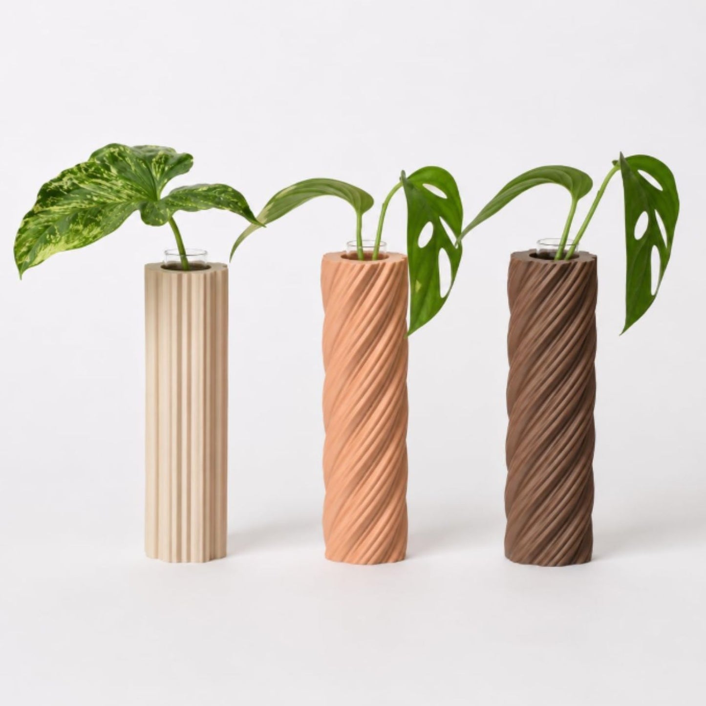 Set de 3 Macetas de Propagación con Tubos de Vidrio – Diseño Twist