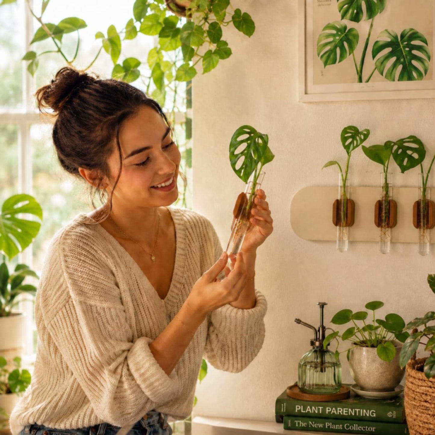 Estación de Propagación de Plantas de Pared Magnéticos con 4 Tubos de Vidrio