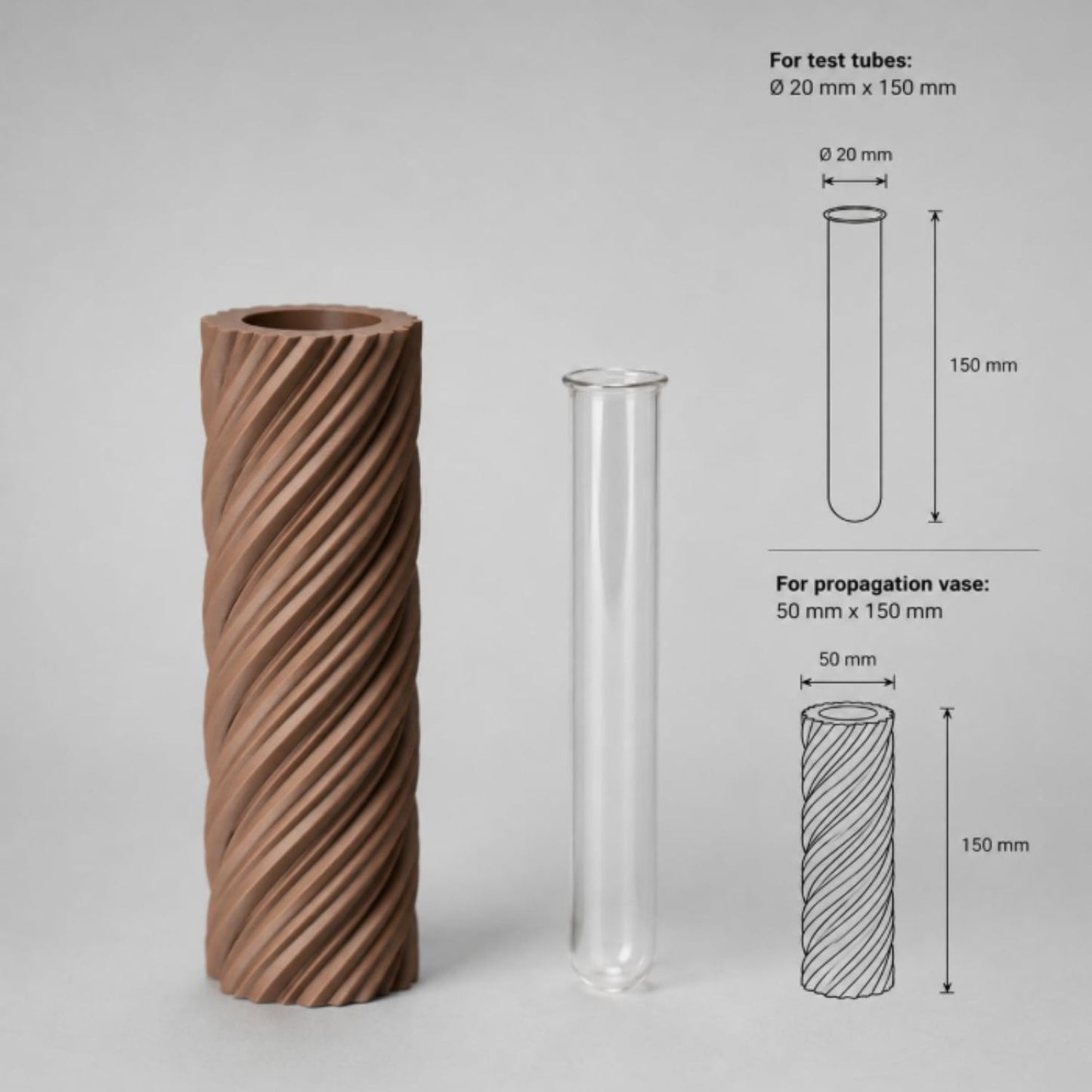 Set de 3 Macetas de Propagación con Tubos de Vidrio – Diseño Twist